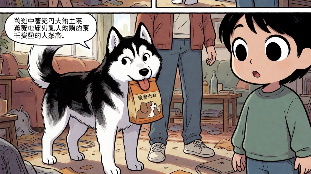 哈士奇：不是我吃的……是袋子自己跳进我嘴里的！