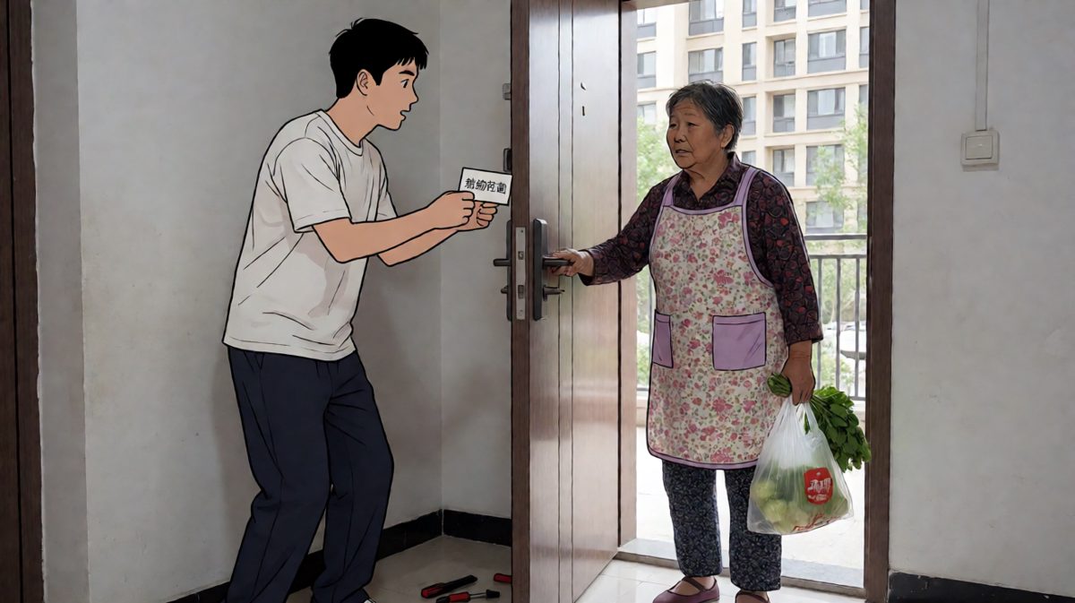 正在撬锁时被邻居阿姨撞个正着，社死现场
