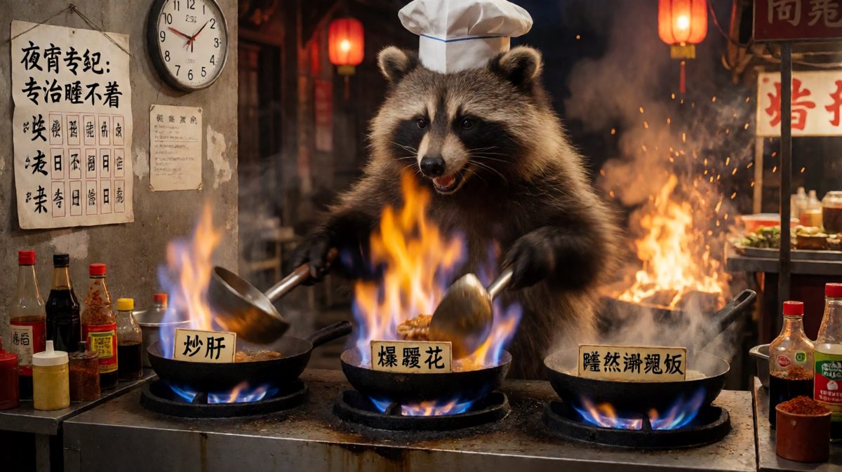凌晨两点的浣熊厨神：炒的不是菜，是打工人的胃