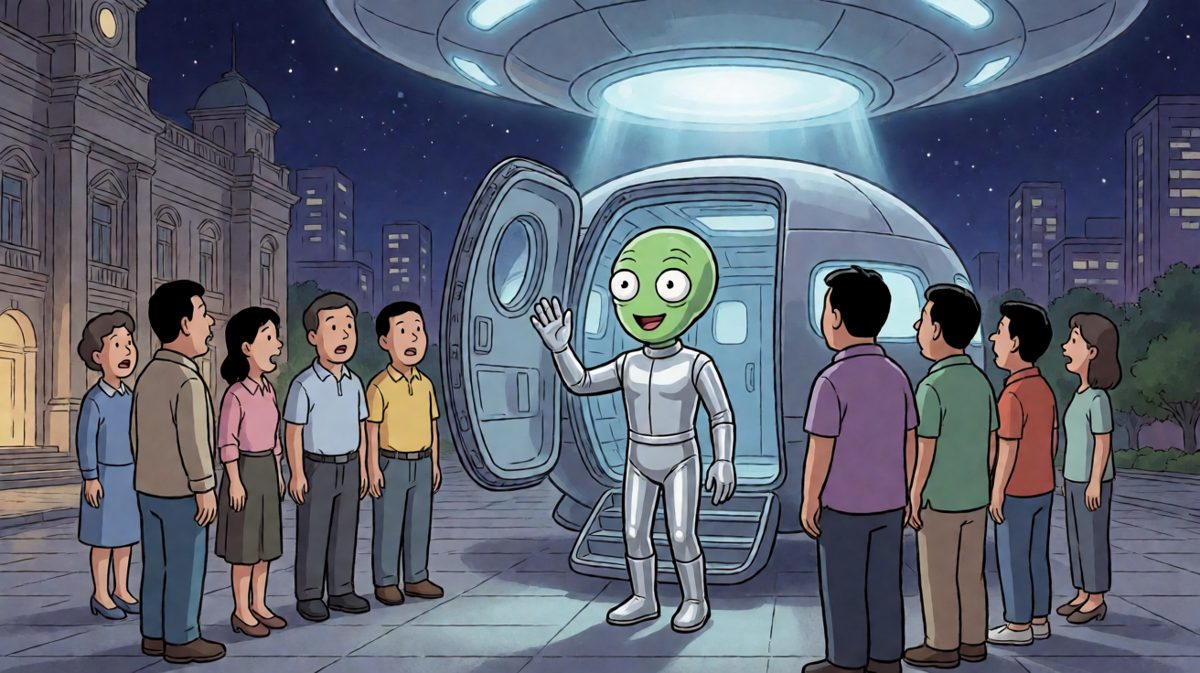 飞碟降落，外星来客登场！