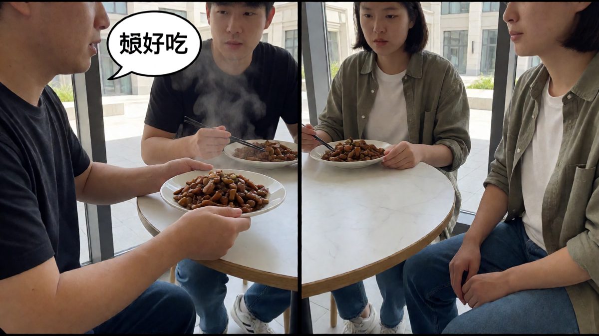 朋友强忍泪水说好吃