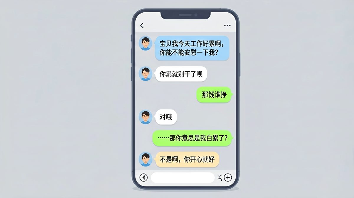 男生求安慰被反杀，白忙一场。