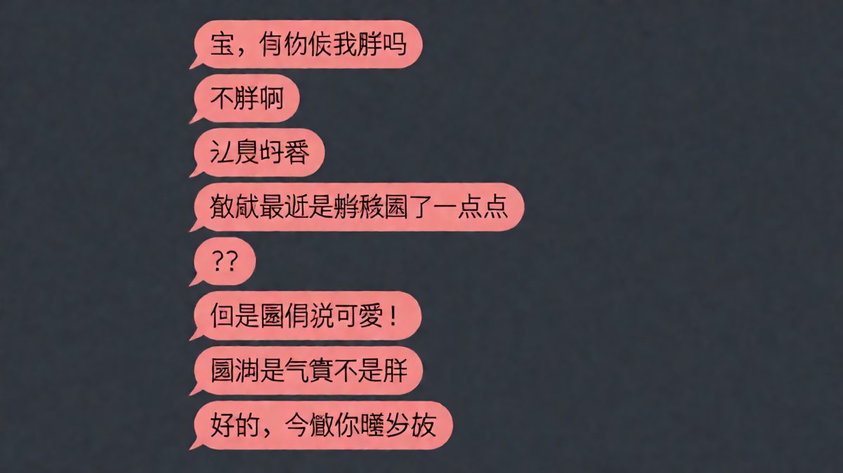 回答'胖不胖'是一道送命题，每多说一个字都在增加睡沙发的概率。