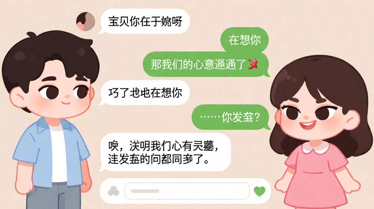 看似甜蜜的互撩对话，最后暴露真相：原来我一直在发呆！
