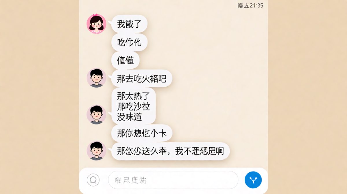 女生一句'随便'让男生崩溃的深夜点餐现场