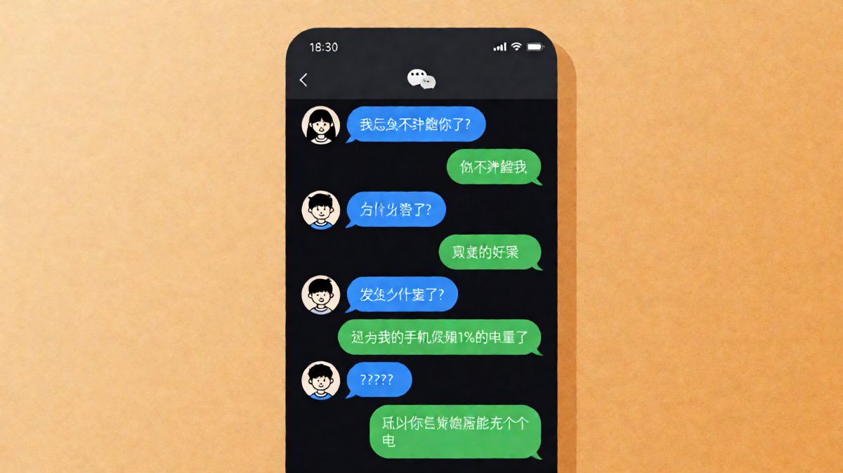 假装情感危机实则手机没电的戏剧性反差