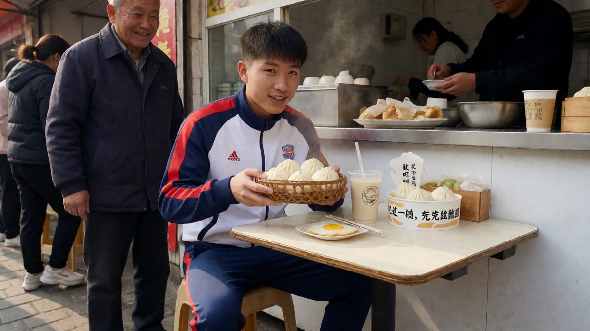 第3格：吃了个早餐，想着补充体力再跑……