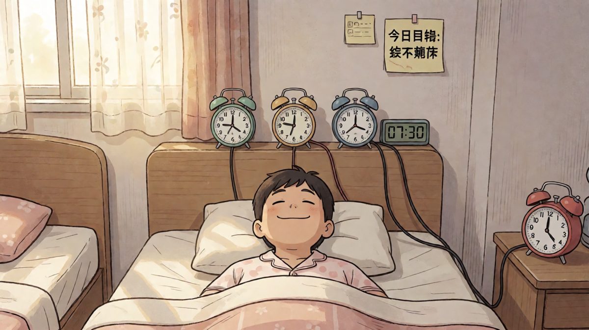第三天，主角决心改过自新，然而——细节决定成败，他忘了检查其中一个闹钟的电池