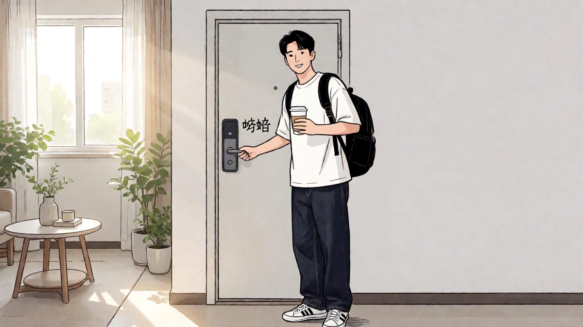 自信满满锁好门出门上班