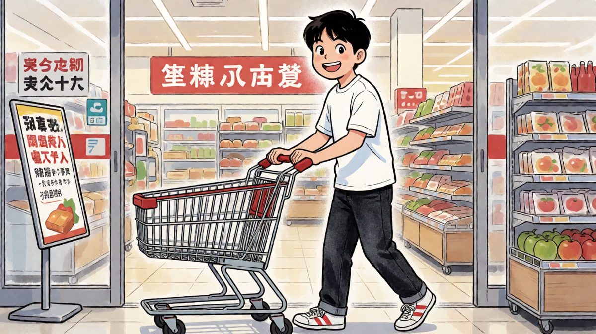 信心满满冲进超市