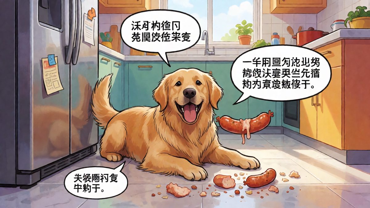 狗：不是我吃的，是香肠自己跳进我嘴里的