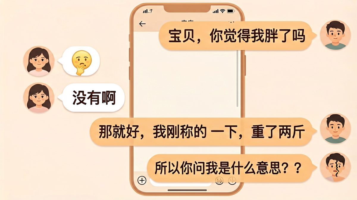 男生问'我胖了吗'的送命题，女生完美踩雷翻车现场。