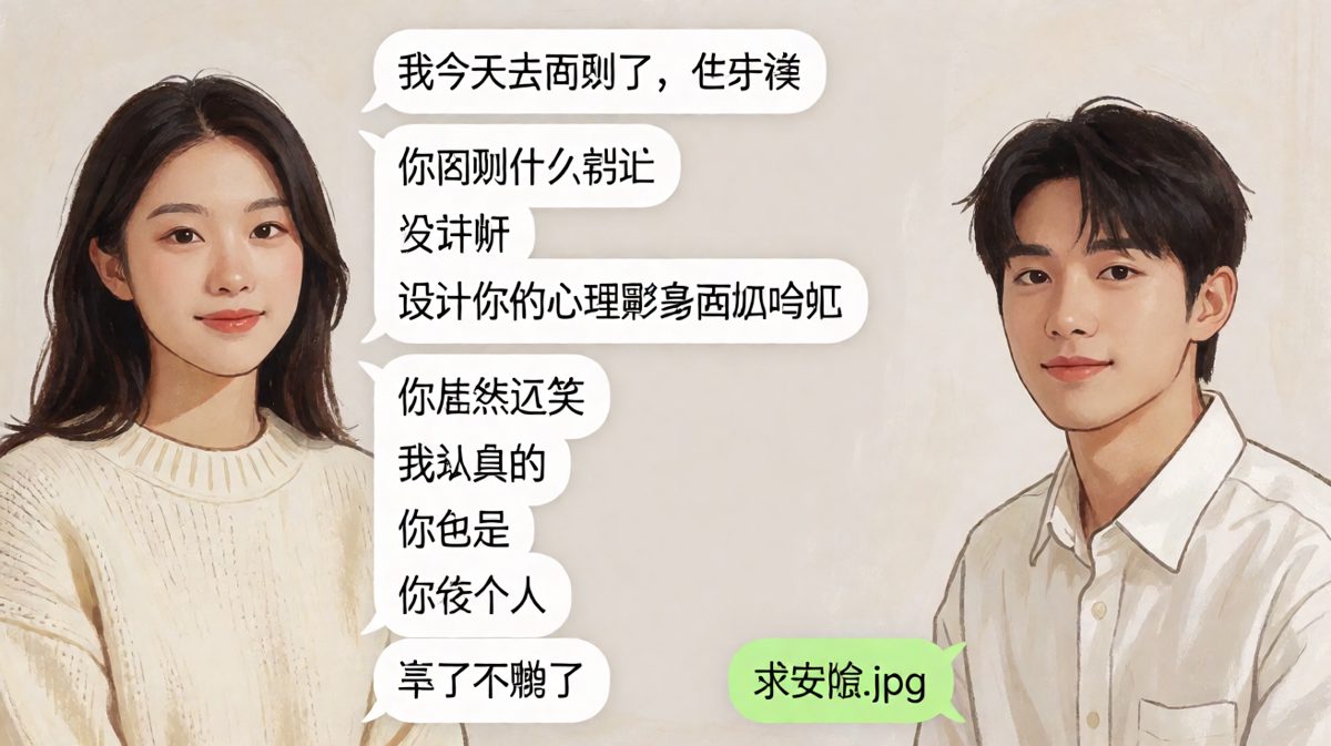 女生认真面试却被男友一句话破功的崩溃现场。
