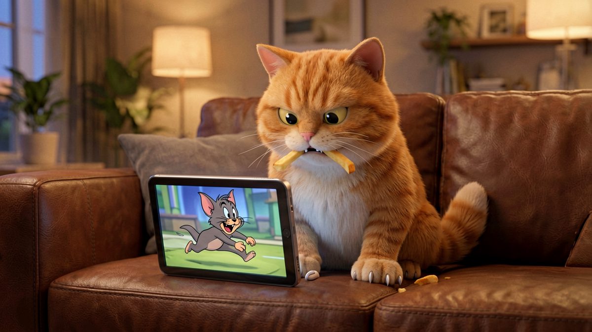 看个动画片还能看哭，这只橘猫的演技比汤姆还奥斯卡。