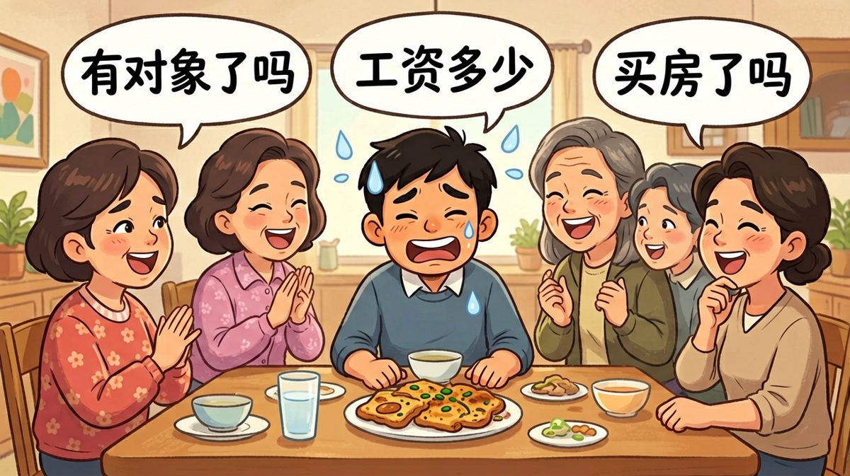 过年回家=参加年终压力面试