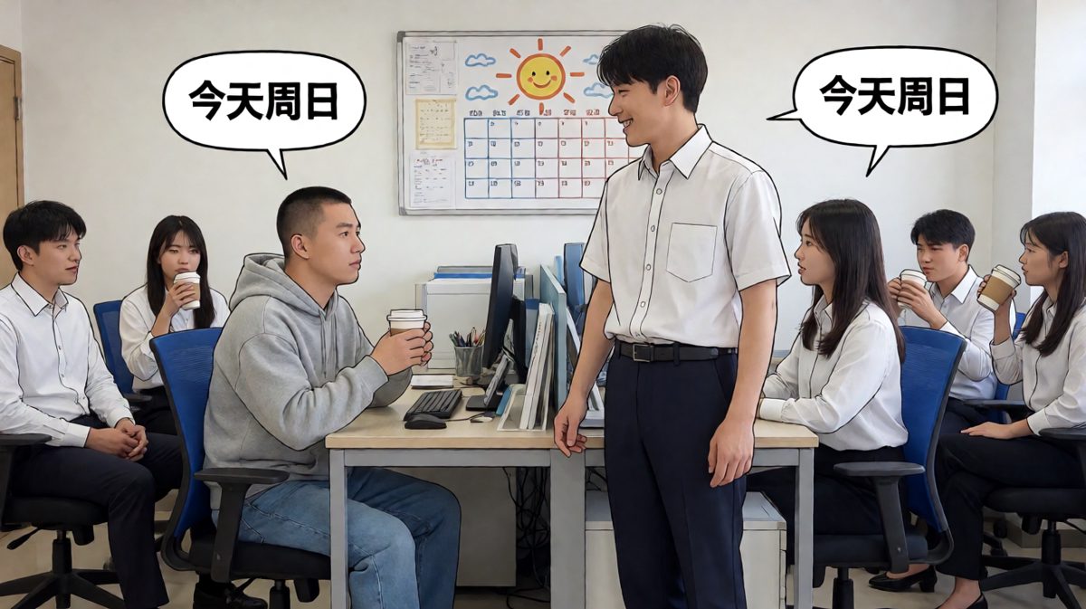 同事冷漠补刀：今天周日，主角石化