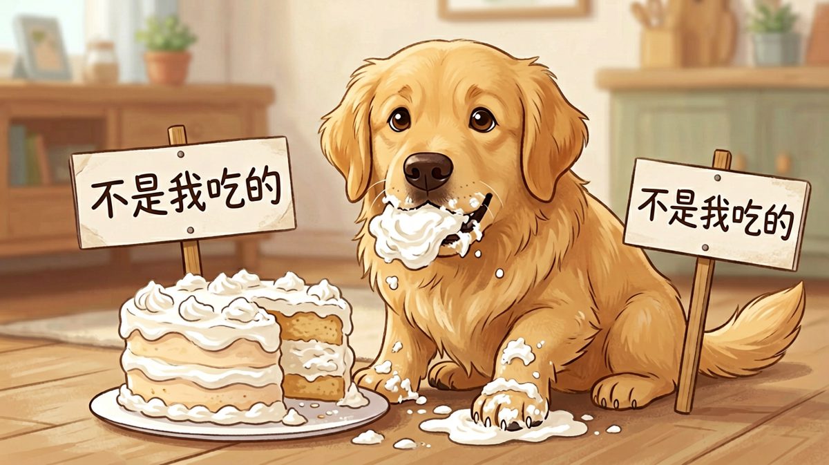 金毛：这蛋糕先在我嘴里放了一下下……