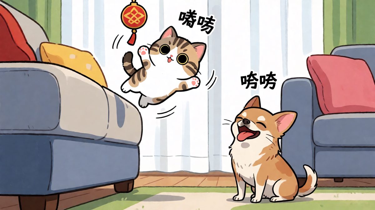 猫生中最丢脸的一跳，希望没有被狗看见