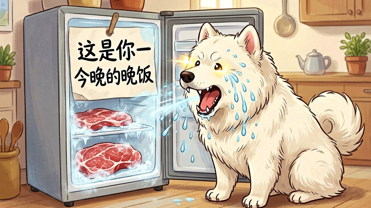 萨摩耶：听到"晚饭"两个字我就精神了！