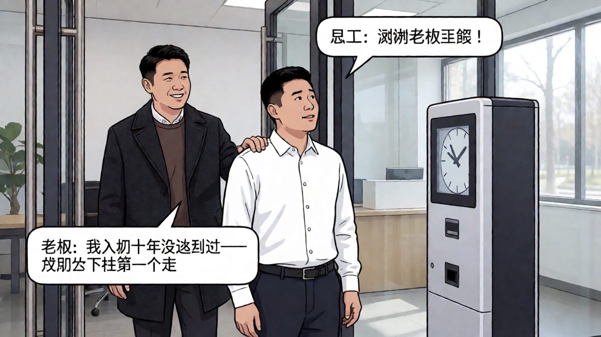 老板安慰迟到员工别卷，结果自己是最会早退的人