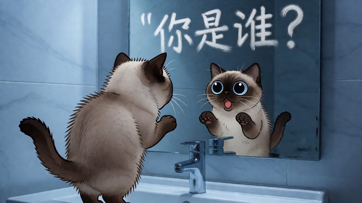 猫咪看见镜子里的自己，以为来了陌生猫