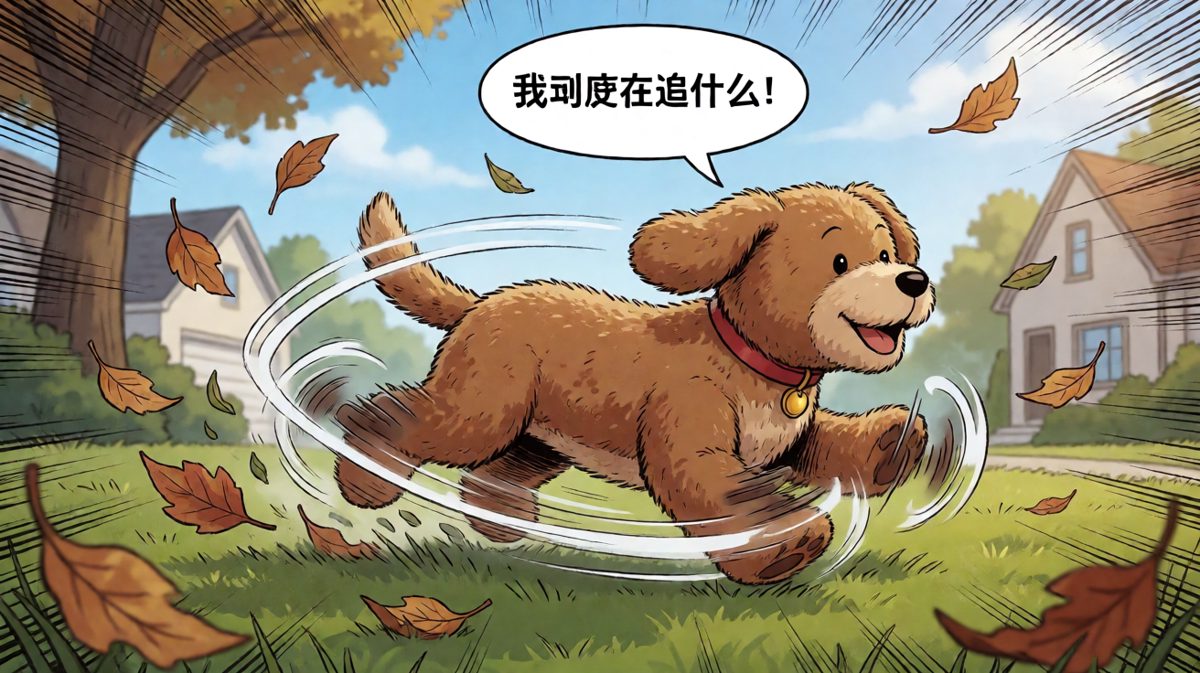 狗狗追尾巴追到怀疑人生