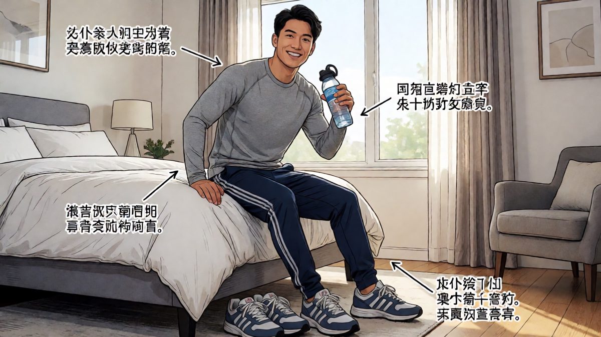 成功起床，精神百倍