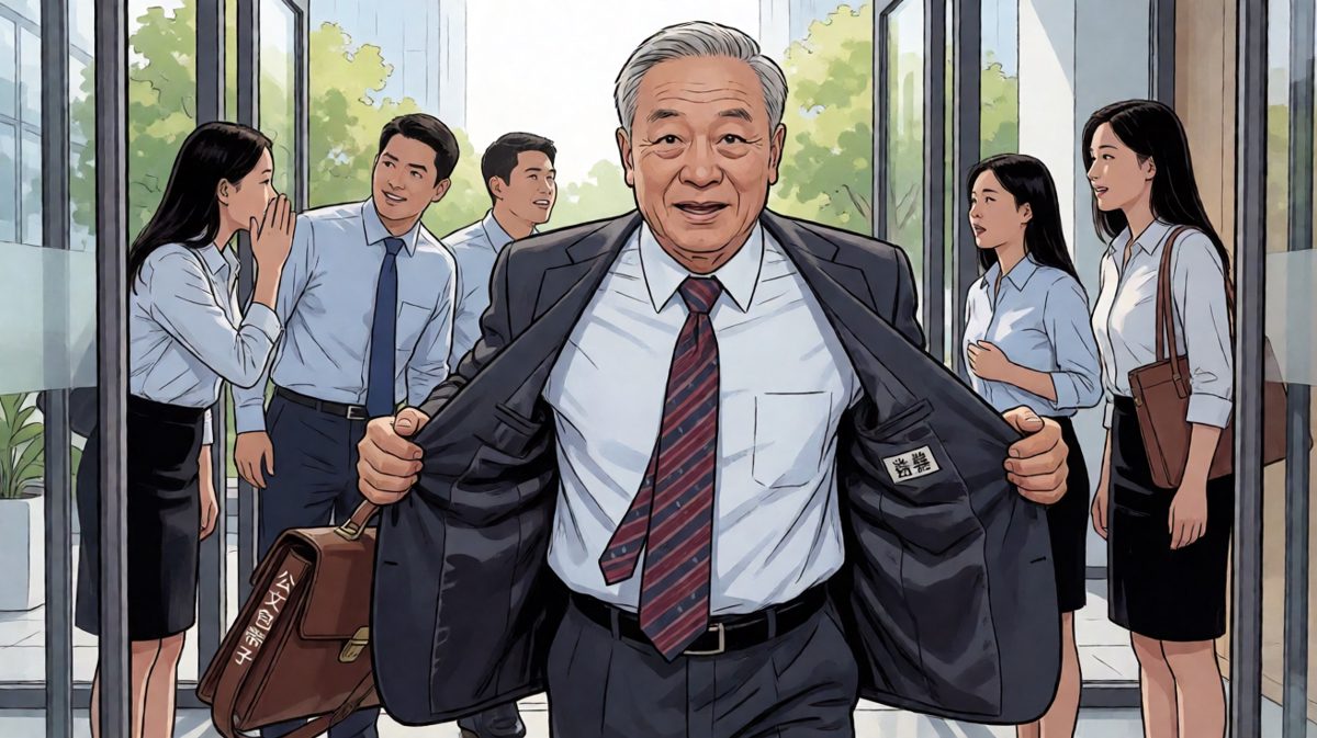 第四格：踩着点冲进门，全场安静三秒