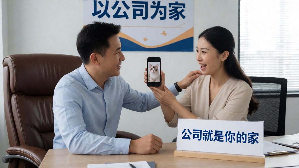 老板说'公司就是你的家'，员工反问'那我能带猫上班吗？'老板沉默了