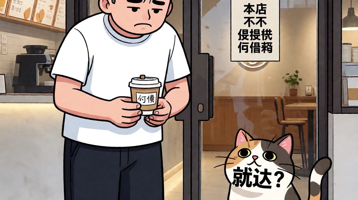 最终男主选择了最小杯，带着满满的悔恨离开咖啡店。