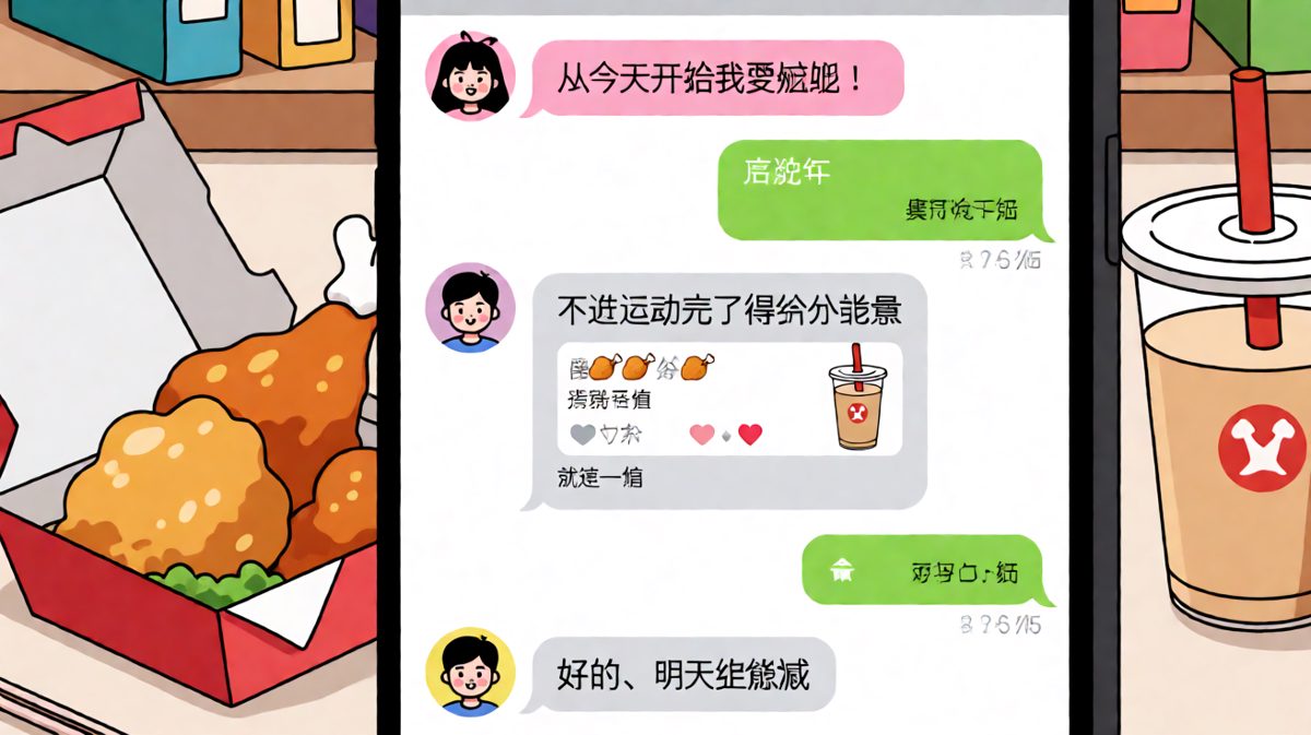 减肥第一天的终点是炸鸡和奶茶，明天一定减。
