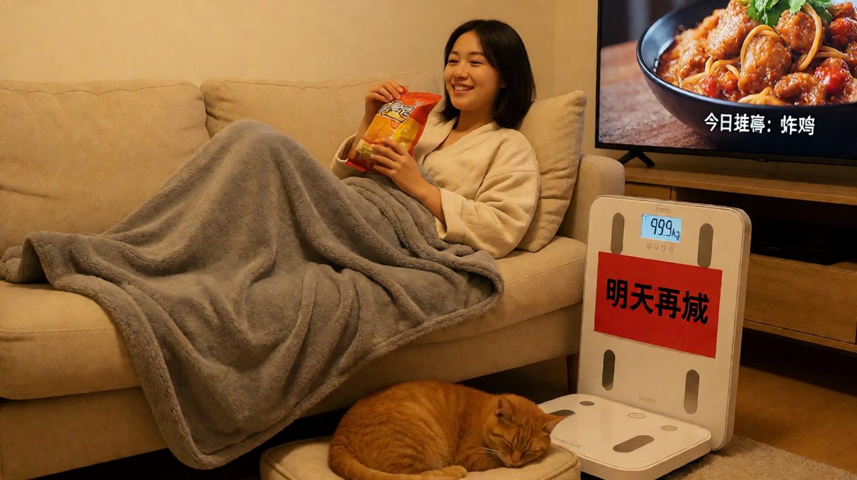 第4格：深夜回到原点，体重秤给出了扎心的答案