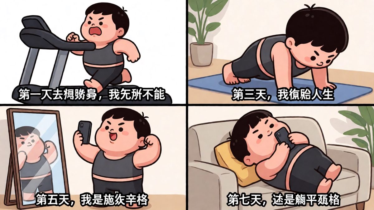 健身新手的七天主线任务：从雄心壮志到彻底摆烂