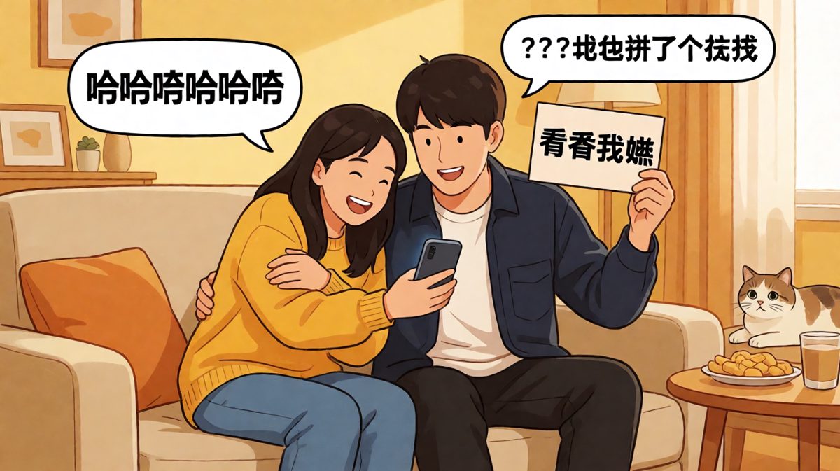 情侣日常：她在笑，他在思考这段感情还有没有救
