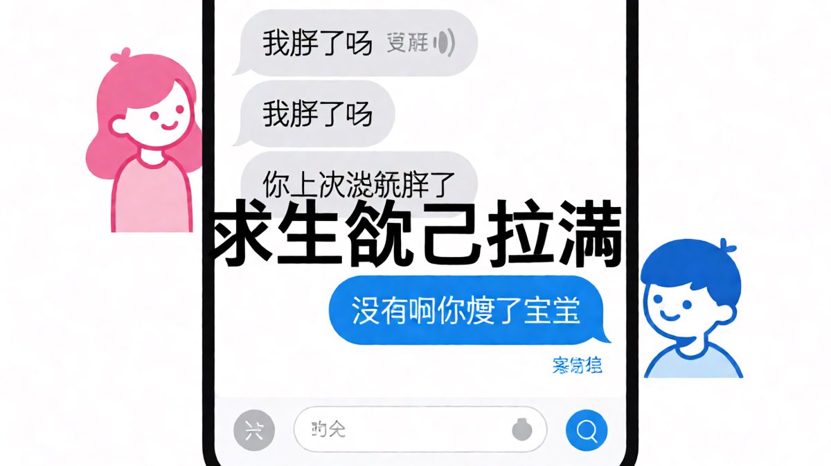 "我胖了吗"的千层套路，男生被连环追问急出冷汗。