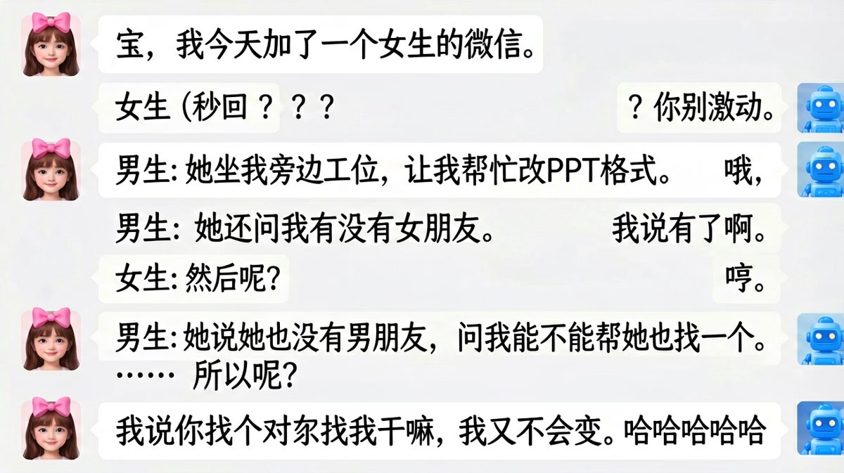 男生以为要挨骂，结果女生反而被逗笑了