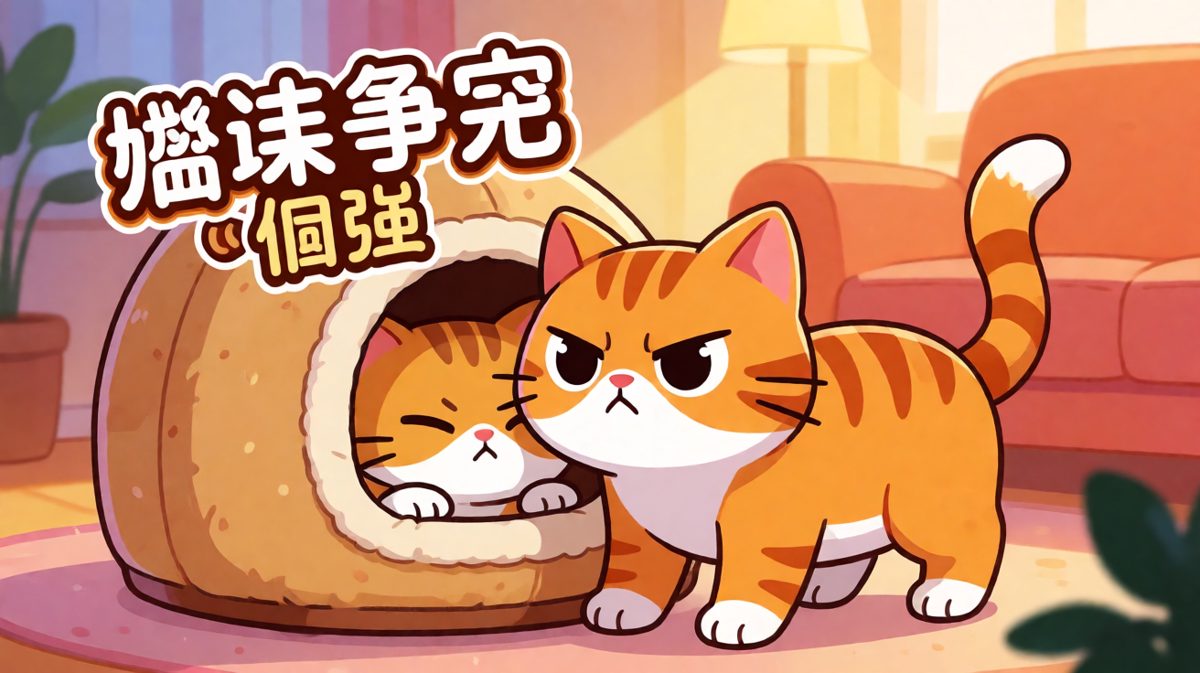 这只猫：这个窝我先来的，你没资格跟我抢！