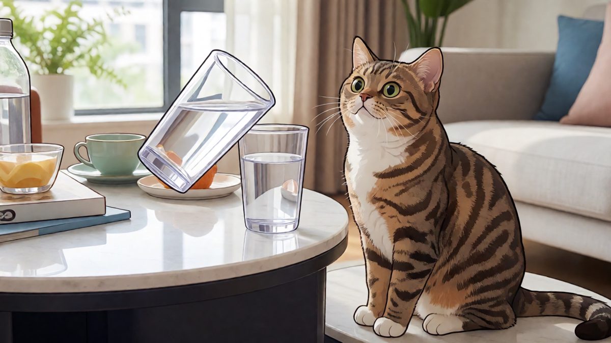 猫：不是我干的，是水自己想下去