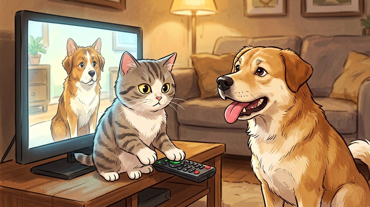 猫：看什么看，这是我买的节目，你付费了吗？