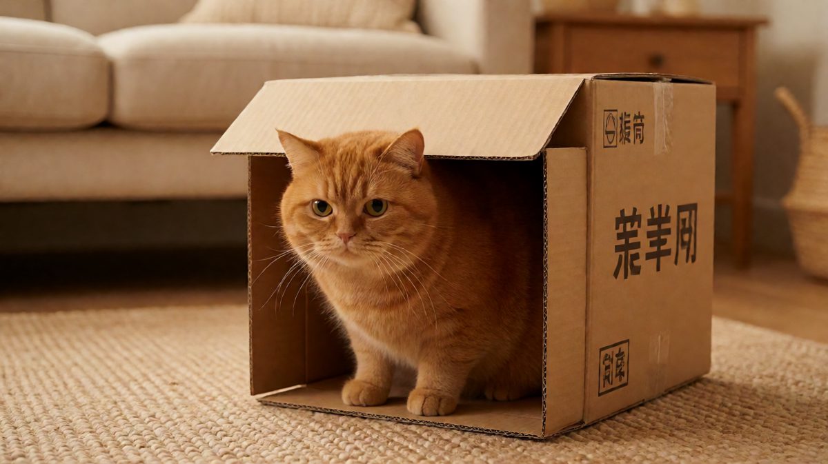 橘猫：只要我够胖，箱子会自动变大！