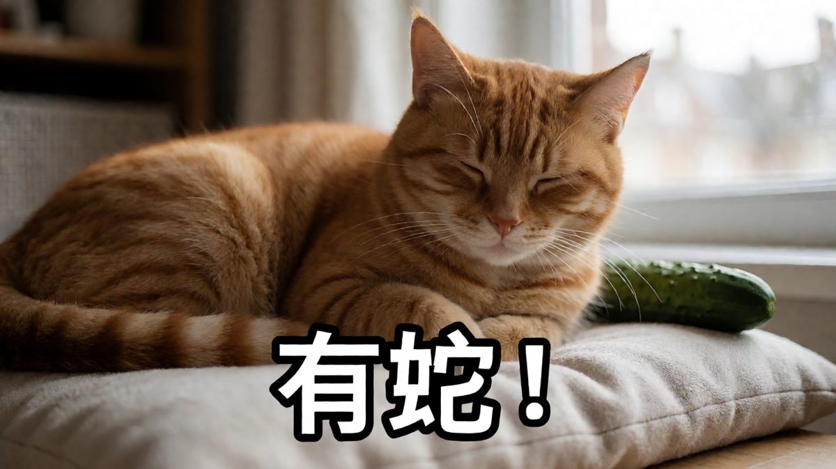 猫咪被黄瓜吓到跳起半米高
