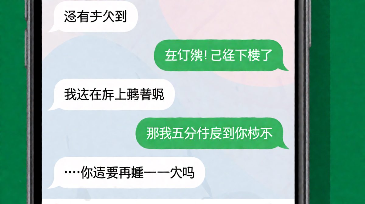 男生说五分钟到，结果从他起床开始算。