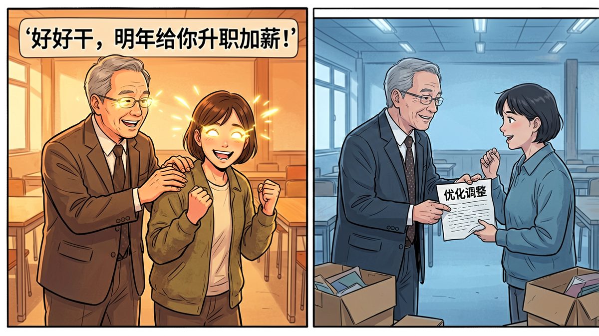 老板：明年给你升职！一年后：明年给你'升值'（指身价归零）
