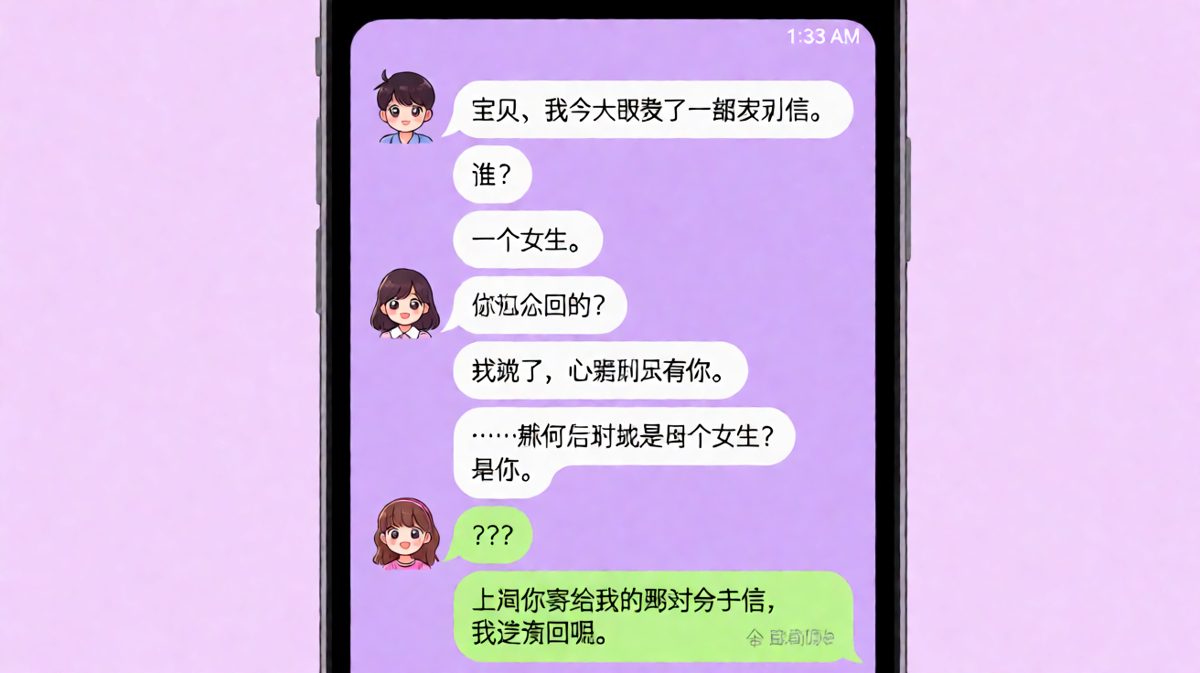「上周的分手信还没回，你居然拿来当表白素材？」——直男的脑回路永远令人费解