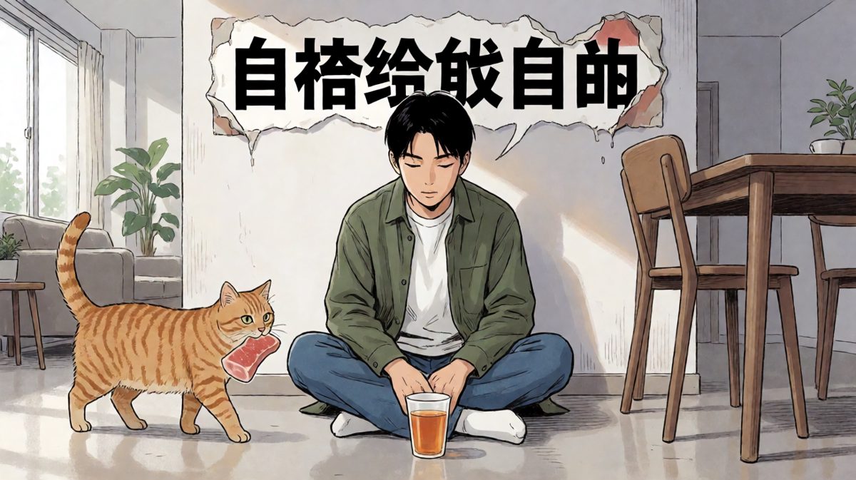 第3格：运动完饿到崩溃，连猫都来补刀