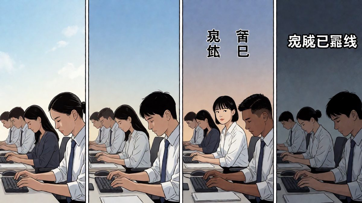 打工人四格：从热血青年到灵魂出窍