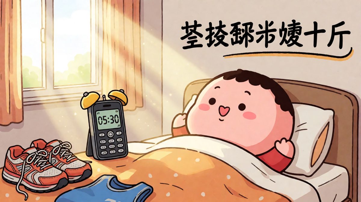 清晨五点，闹钟响了，主角雄心勃勃决定开始跑步生活。