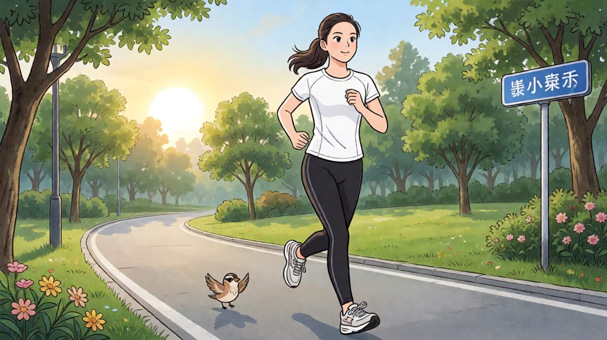 成功出门跑到公园，主角跑得格外卖力。