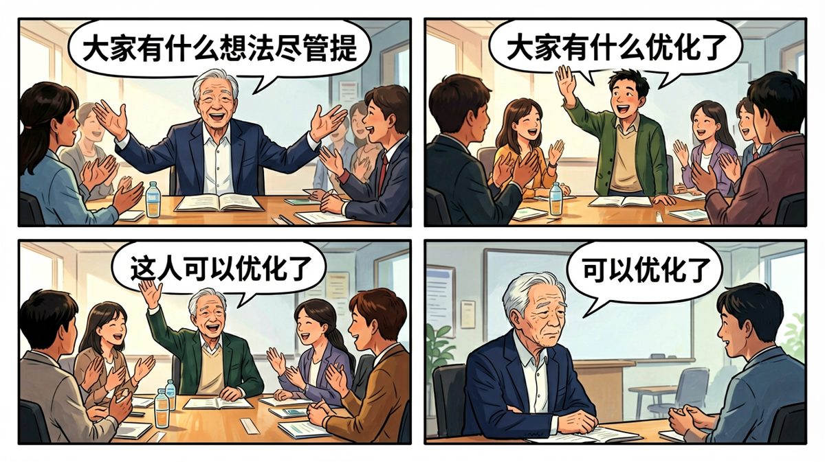 老板：有想法尽管提——说完就把提想法的人记进了优化名单