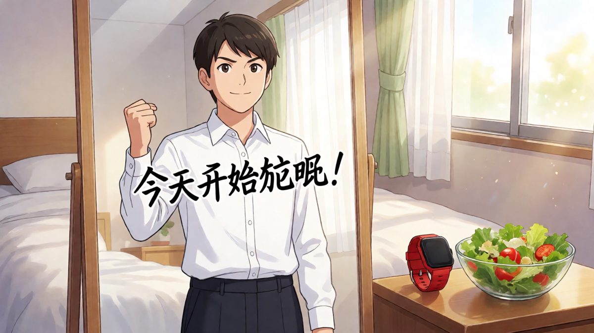 清晨立志，信心满满宣布减肥开始